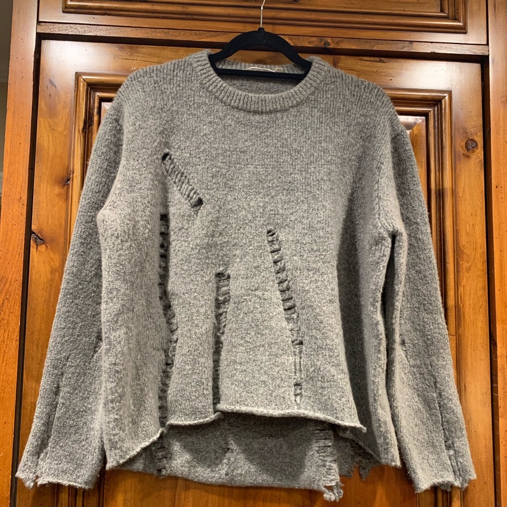Gray distressed sweater
